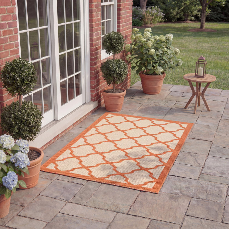 Bordeaux Geometric Beige/Orange Indoor/Outdoor Area Rug