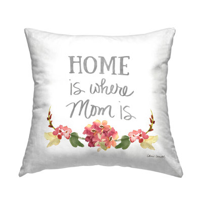 Where Mom Is Red Floral Blossom Border Printed Throw Pillow Design By Lanie Loreth