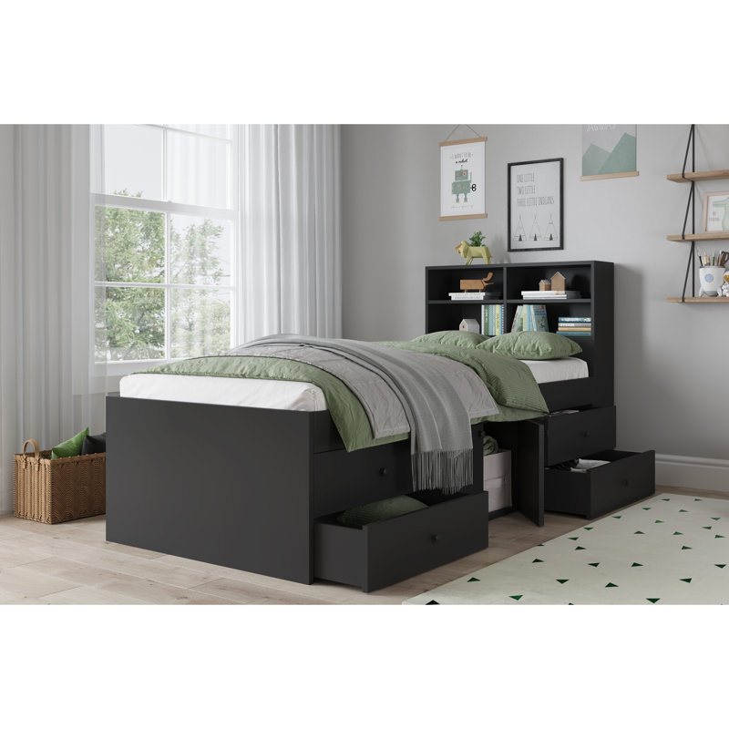 Captain's Single 3ft Cabin Bed with bookcase headboard, Black