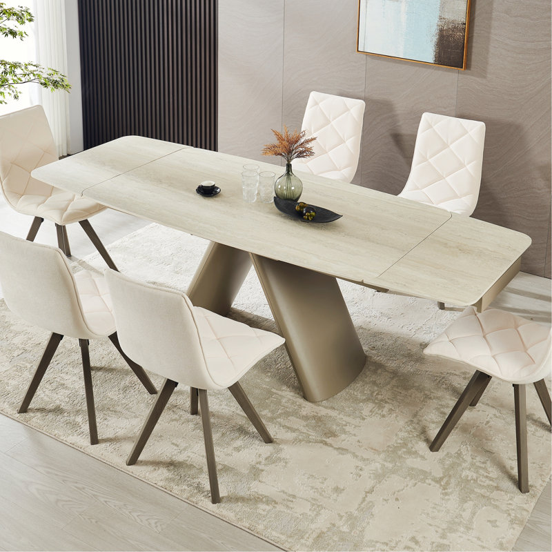 Table extensible avec 6 sièges rembourrés pour la maison, la cuisine et le salon