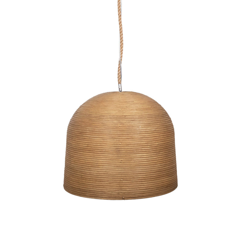 Java Rattan Dome Pendant Light, Natural Beige