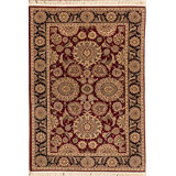 Manchuria Hand-Knotted Wool Oriental Area Rug in Wine/Beige
