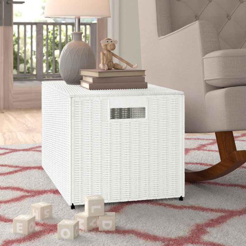 Coffre de rangement en osier tissé, Blanc arctique