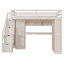 Lit mezzanine avec bureau, escalier de rangement, bibliothèque éclairée et garde-robe, lit double-38891026