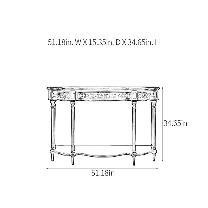 Console rétro sculptée, H 34,65 po x l 51,18 po x P 15,35 po
