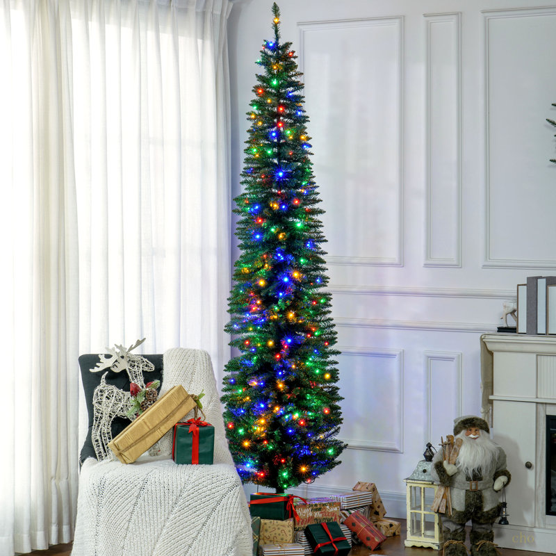 Arbre de Noël artificiel 8 pi avec 8 lumières, 668 branches, 250 lumières DEL colorées et base en acier