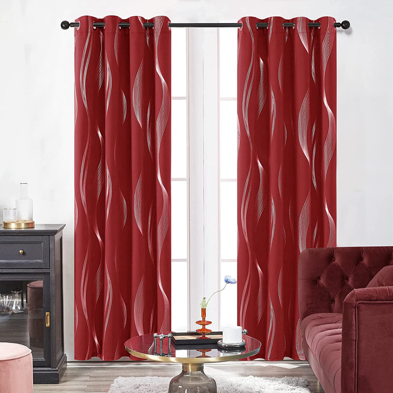Paire de rideaux occultant et isolants avec œillets Spurgh, L 52 po x L 90 po, Rouge véritable