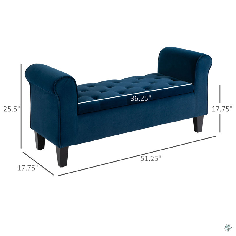 Banc avec repose-pieds capitonné et accoudoirs roulés