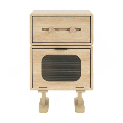 Table d'appoint rotative en bois aggloméré avec rangement au design unique et spacieux pour un décor moderne