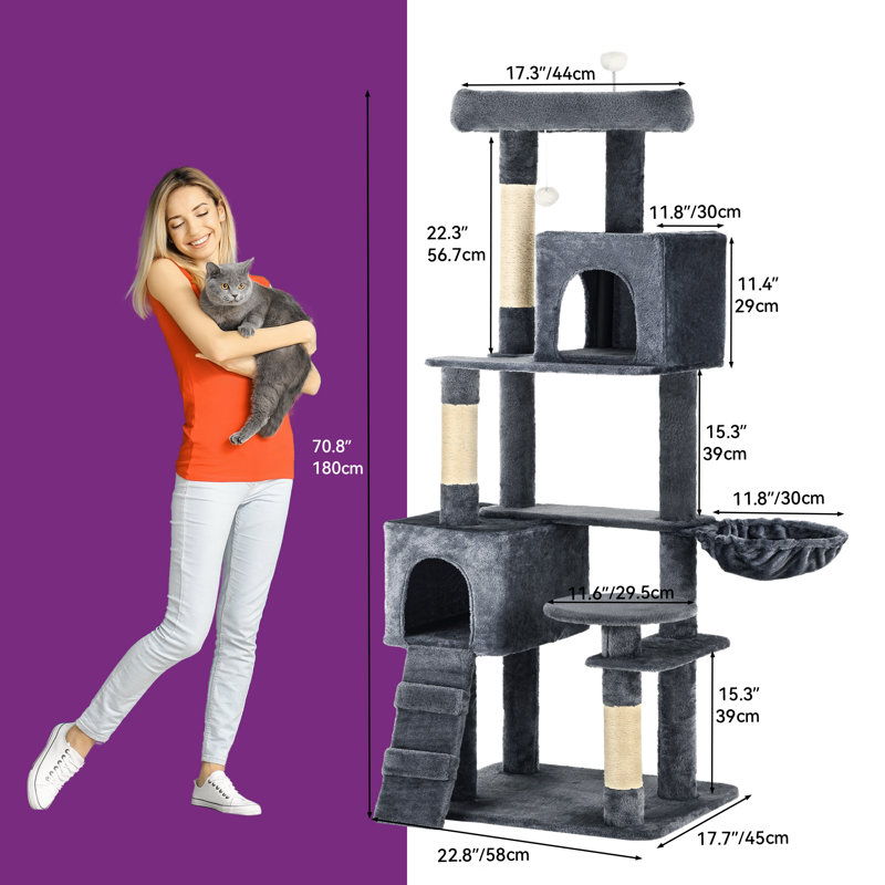 70.8" H Ditzel Multi Layer Cat Tree, Gray