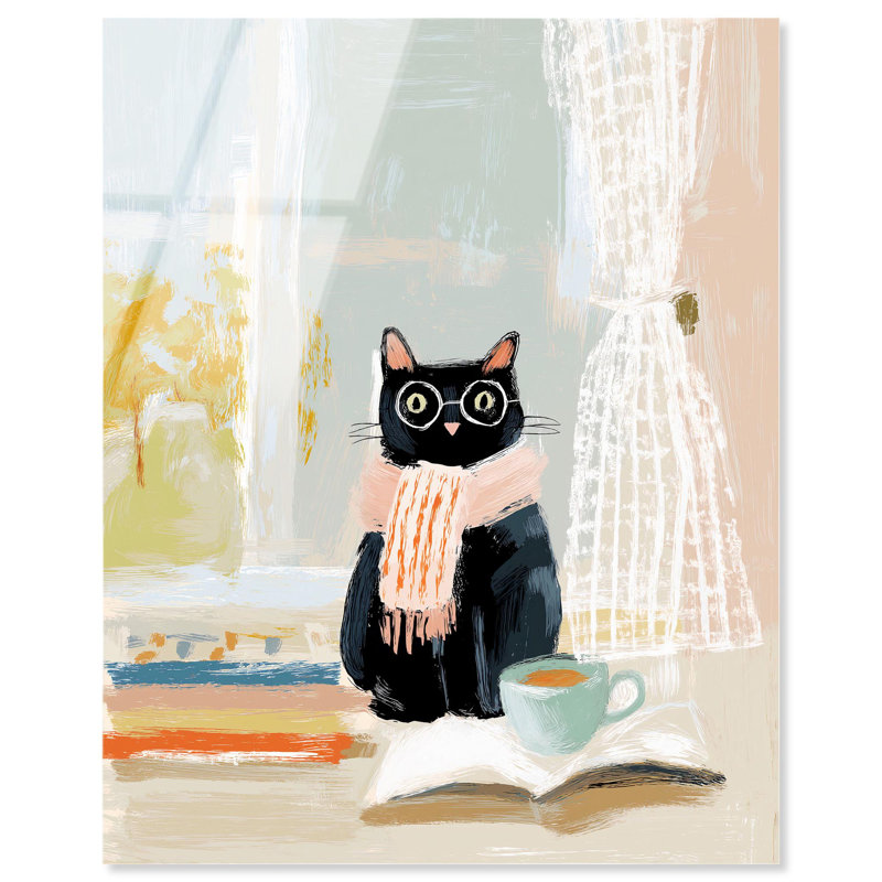 Reproduction d'acrylique, lecture de chat par Art Remedy, H 20 po x l 16 po