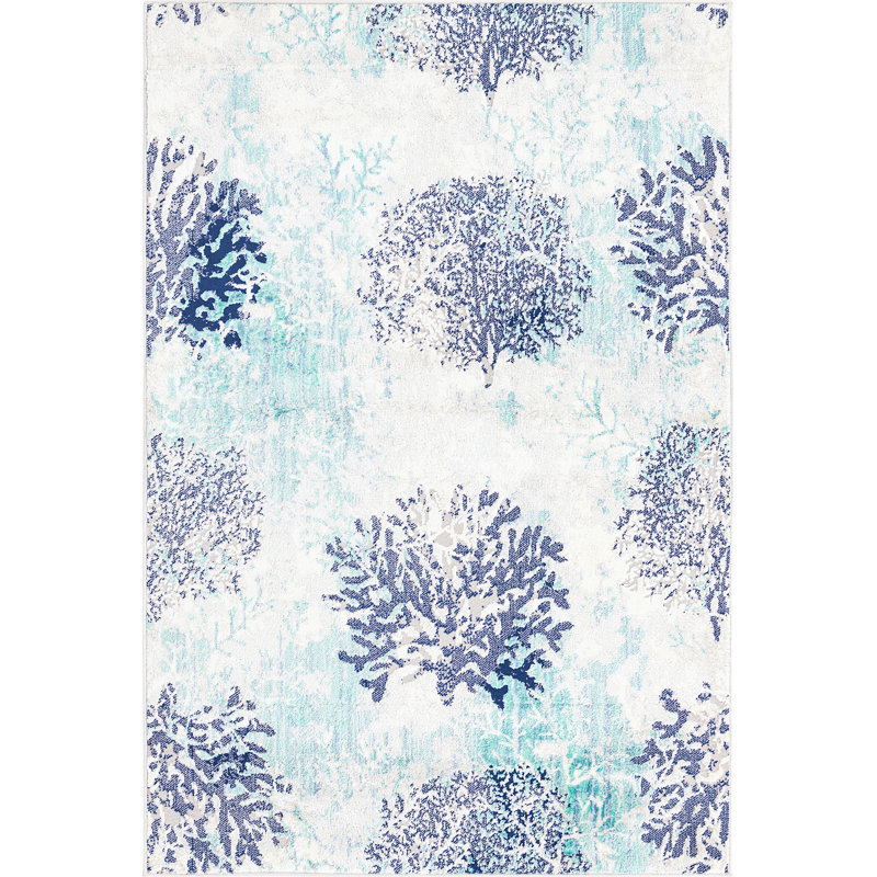 Tapis bleu turquoise à motif animalier Orason, Rectangle 4 pi x 6 pi