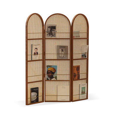 3 Panels Black Wicker Solid Wood Folding Room Divider