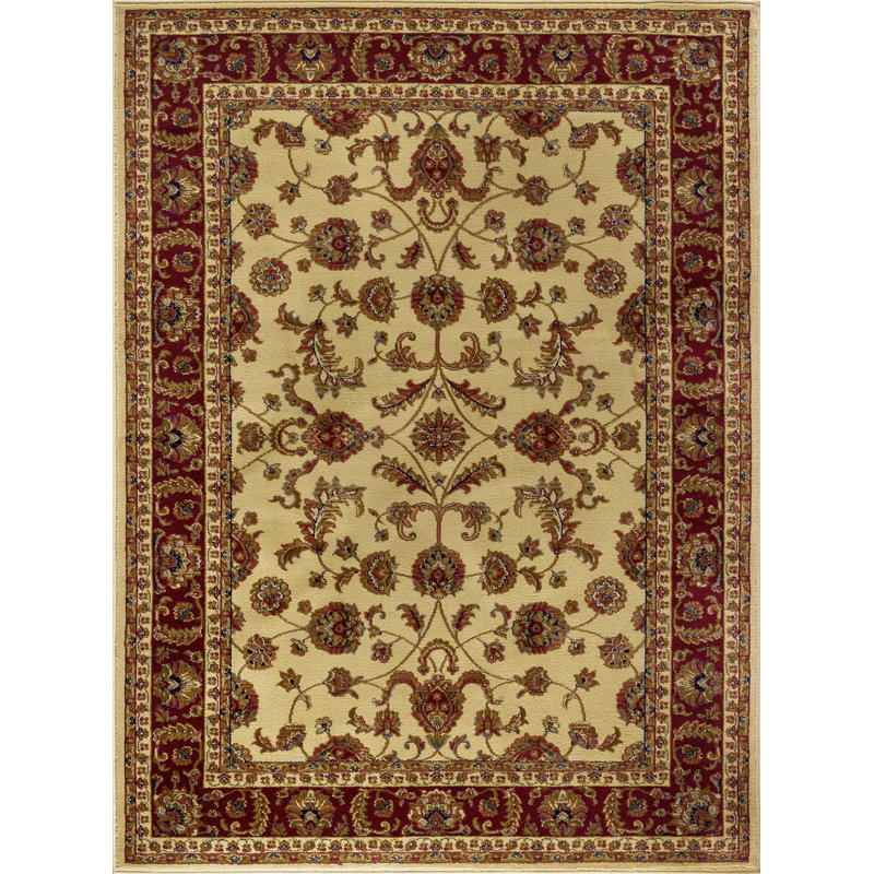 Tapis beige Clarence - beige / rouge, Rectangle 6 pi 7 po x 9 pi 6 po