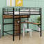 Lit mezzanine avec bureau en L et tablettes