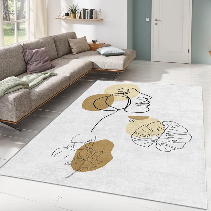 Luxurious Woven Carpet, 5.9 x 9.2 ft, 100% Polyester, Non-Slip Felt Dot Underside | Raschel Knitting, Pile Height: 0.4 in, Total Thickness: 0.4 in | Machine Washable, Elegant Design for Living Room & Bedroom