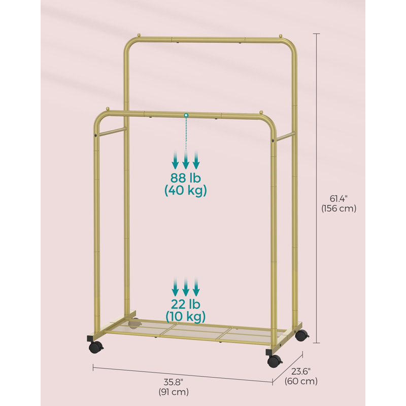 35.79'' Steel Rolling Clothing Rack