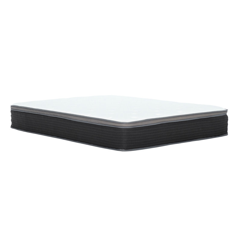 Matelas simple 12 po, mousse viscoélastique gélifiée Euro Top, relief, barrière en rayonne po Grand matelas, mousse blanche / grise avec plusieurs couches pour un sommeil réparateur, soutien ciblé à ressorts ensachés