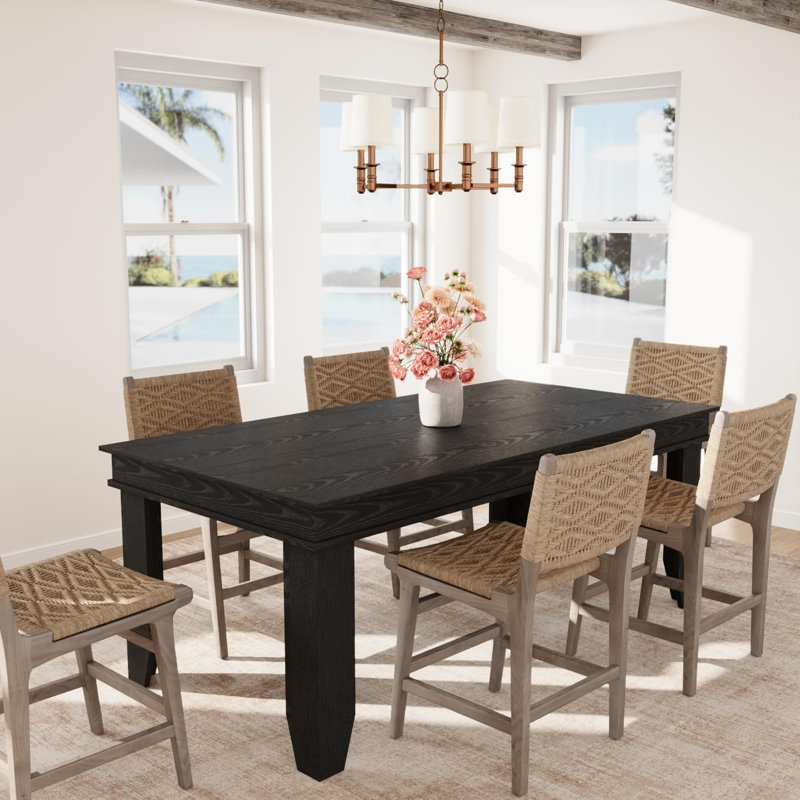 Sturdy 6 ft Wooden Farmhouse Dining Table | Rectangular Kitchen Table for 6-8 People | 71-Inch Long Dining Room Table（only table）