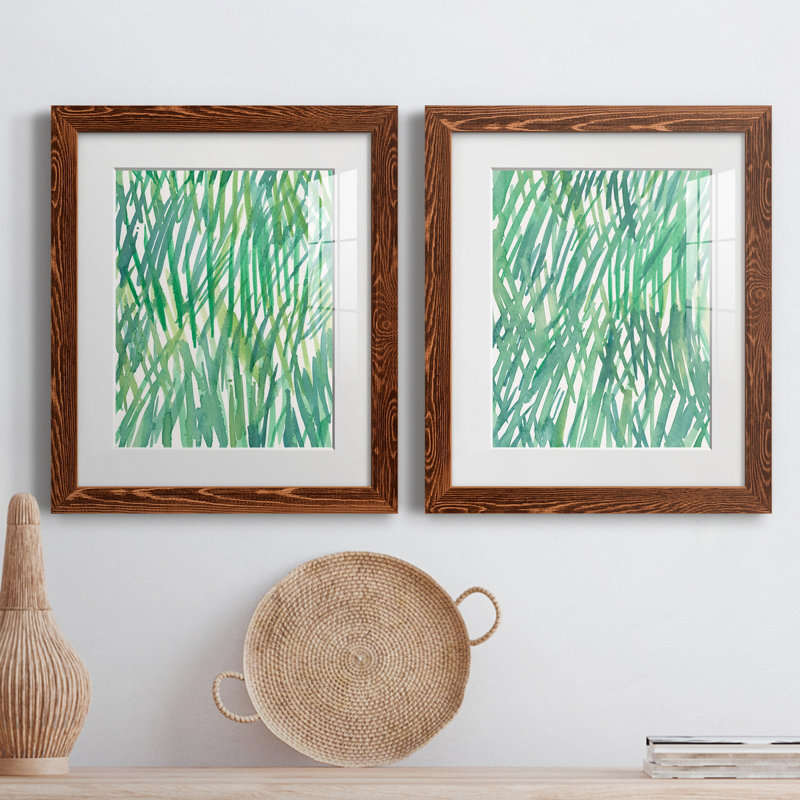 Just Grass I - ensemble de 2 reproductions d'art sur papier encadré, H 20 po x l 17 po x P 1 po, Papier avec cadre érable