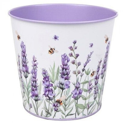 Lavender Field Printed Metal Planter