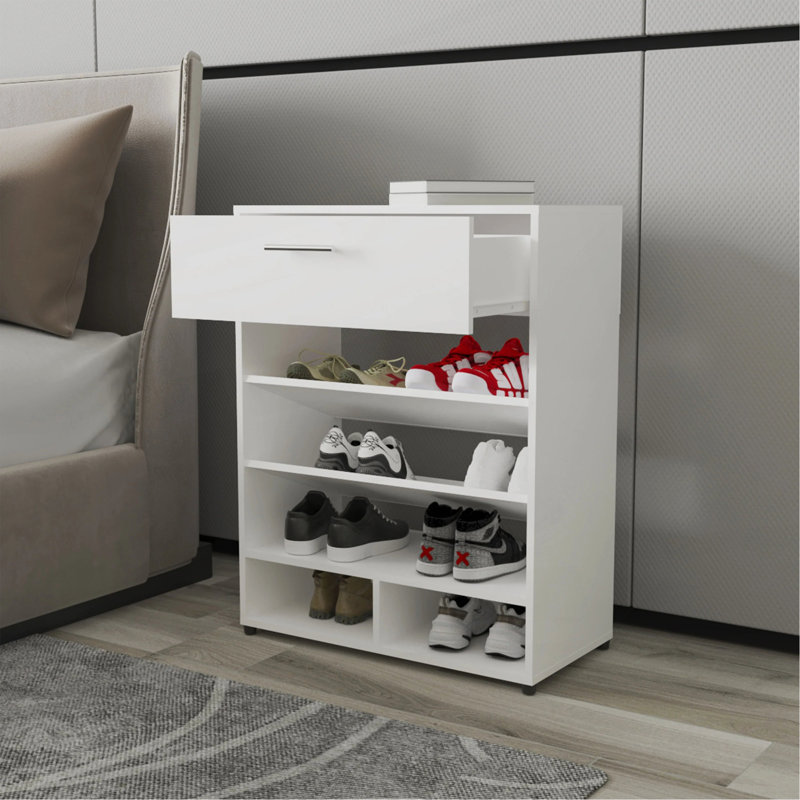 White Shoe Rack With 1-Drawer