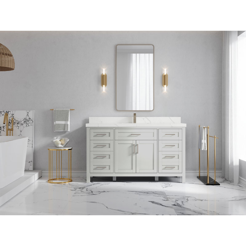 Ensemble de meuble-lavabo simple 60 po Cambridge, Calacatta Laza