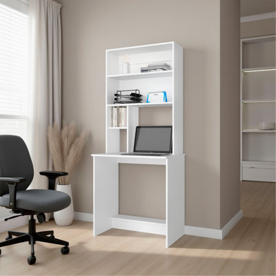 FM FURNITURE Anderson Computer Desk with Hutch Small Space Writing Study Table