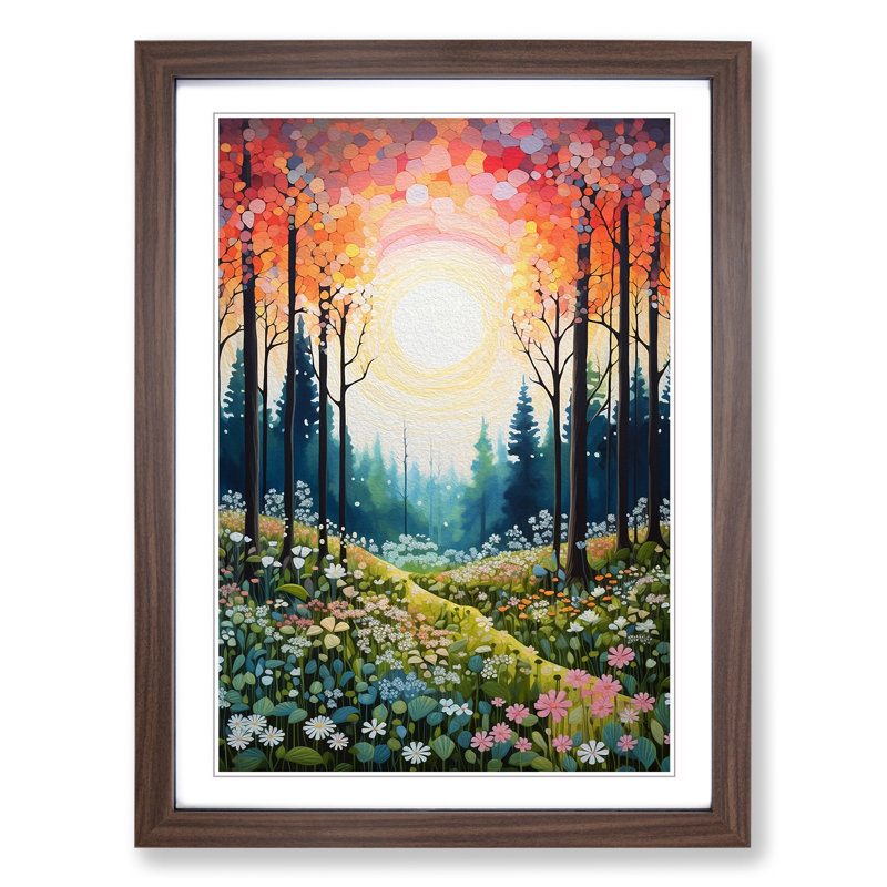 Spring Forest - Single Picture Frame Print on Wood, Walnut Framed, 64cm H x 46cm W x 2cm D