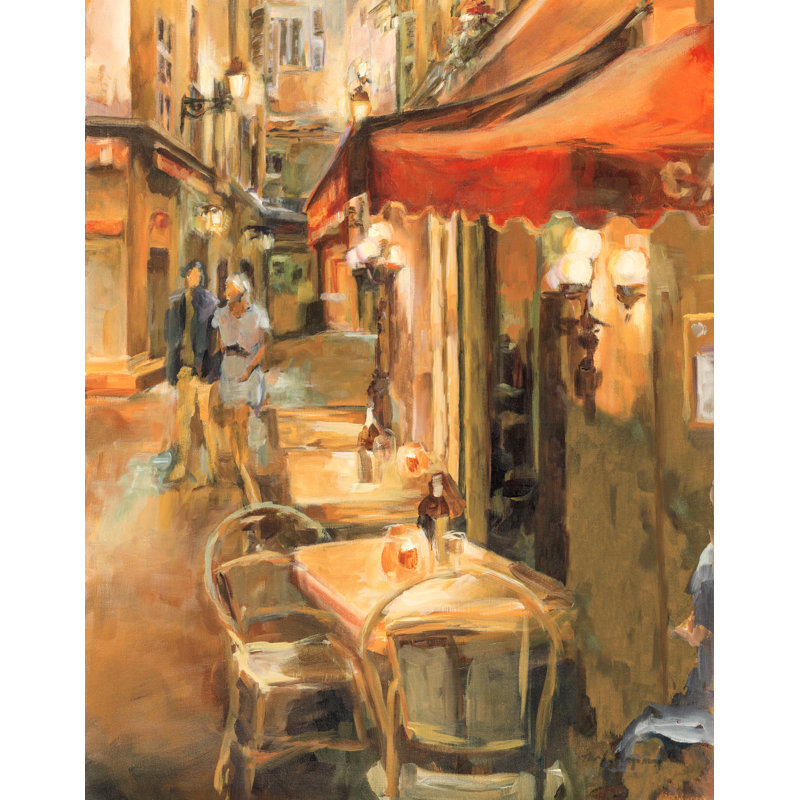 Evening Street Walk Couple, brun clair, rouge, H 16 po x l 24 po x P 1,5 po
