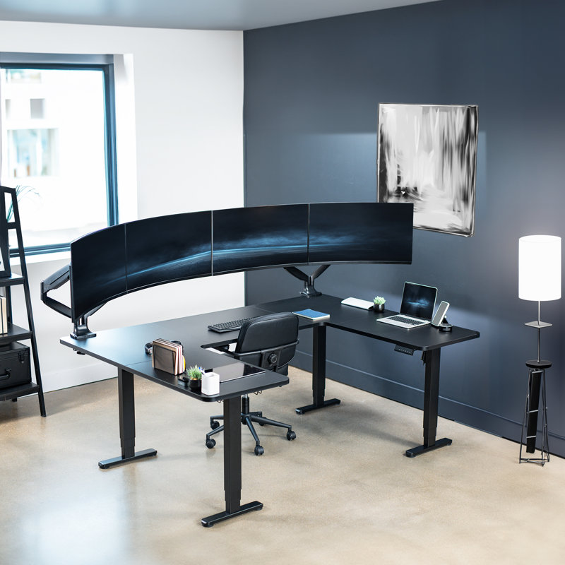 Bureau debout électrique à hauteur réglable en U à 4 pieds 83 po x 60 po VIVO (DESK-E4UBB)
