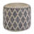 Edgeley 18"W Jute and Cotton Round Pouf with Diamond Pattern-502304537