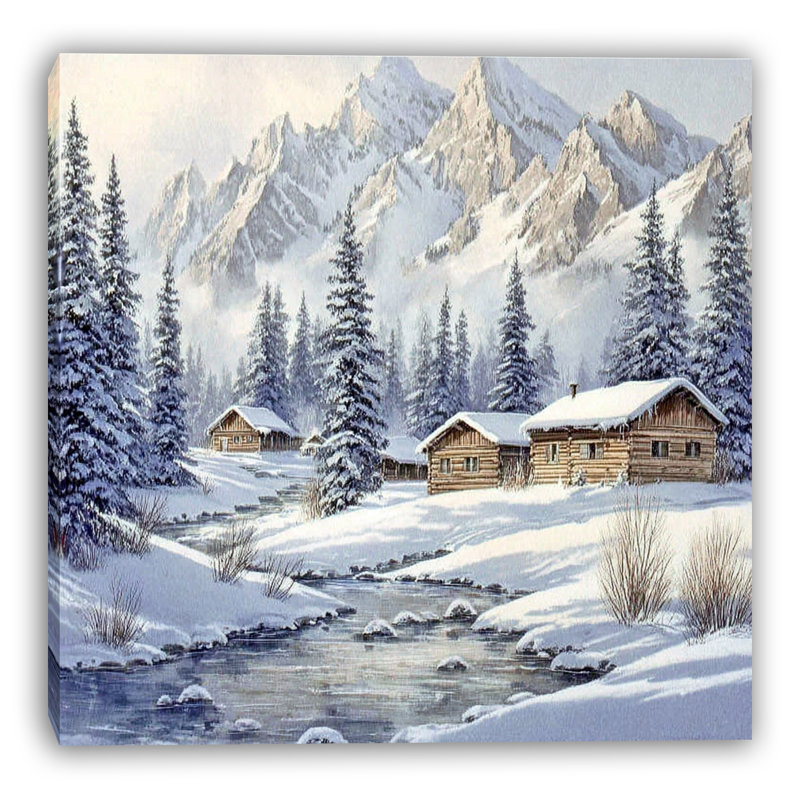 Art mural sur toile Alpine Cabins, H 40 po x l 40 po