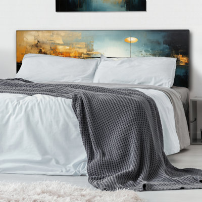 Teal Orange Bold Energy I Upholstered Headboard