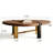 Modern Organic Free-Edge Coffee Table, 51.18" Walnut Chevron Wood Top with Gold & Black Metal Tube Base Minimalist Industrial Coffee Table for Living Room