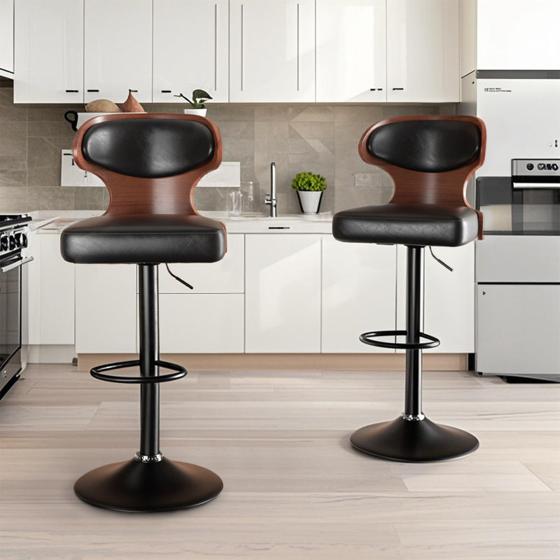 Bois moderne - Tabourets de bar réglables d'appoint, Noir
