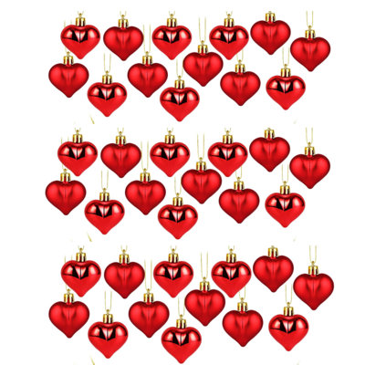36 pièces ornement de cœur de Noël, arbre de Noël en forme de cœur suspendu à des cadeaux d'anniversaire de mariage de la Saint-Valentin pour la fête d'anniversaire