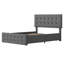 Structure de lit plateforme grand tapissier avec 4 tiroirs de rangement - Tête de lit capitonnée à boutons - Support de lattes en bois - Aucun sommier nécessaire - Couleur: gris foncé (YS188-5) - Taille: GRAND-996789067-996789076