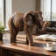 Statue d'éléphant tressée décorative pour table, éléphant en résine à l'aspect rotin, ornement pour bureau ou étagère, 18 cm
