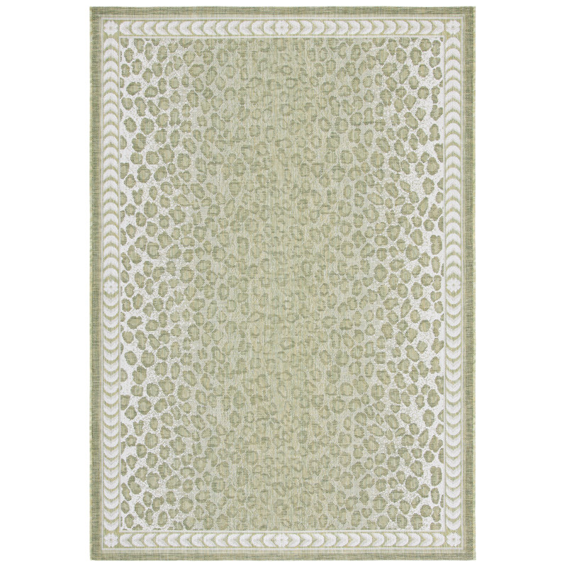 Tapis intérieur / extérieur vert Monteiro, Rectangle 2 pi 7 po x 5 pi