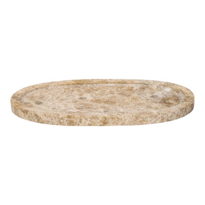 Decorative Marble Oval Accent Tray for Home Decor - Tabletop Centerpiece Display and Entryway Organizer for Coffee or Dining Table Styling