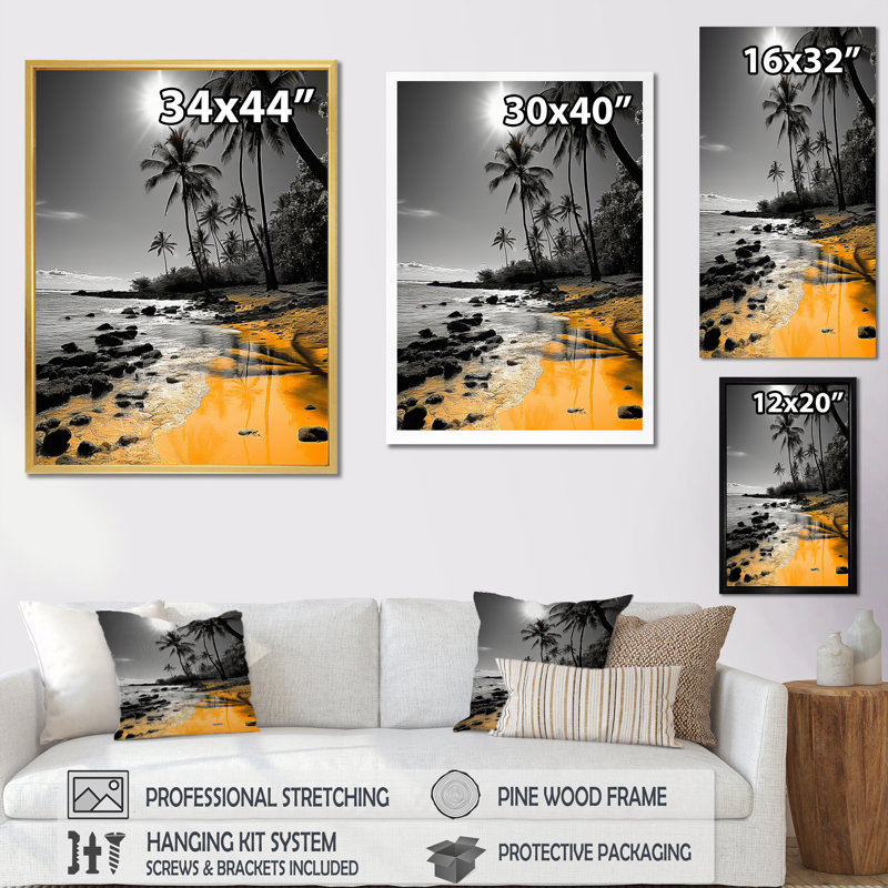 Hawaii Tropical Haven I - Nautical & Beach Canvas Wall Art, H 32 po x l 24 po x P 1 po, Cadre flottant doré