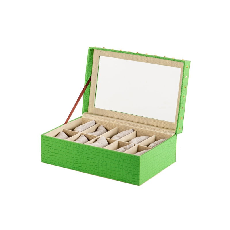 28x28x10 Cm Watch Box, Green/Golden