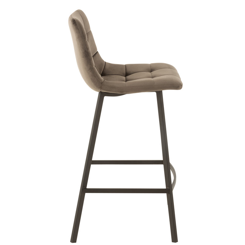 Gilbertson Upholstered Bar Stool with Steel Frame, Dark Grey