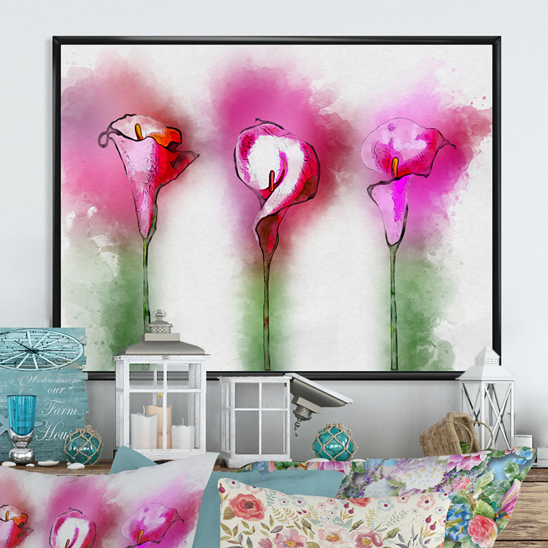 Fleurs mauves rétro - reproduction sur toile avec cadre flottant, H 8 po x l 12 po x P 1 po, Cadre flottant noir