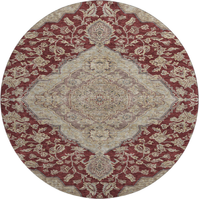 Premium Machine Washable Gurubaksh AMF1151 Global Rug, Round 8'