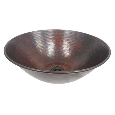 14" Round Copper Vessel Bathroom Sink--Handmade