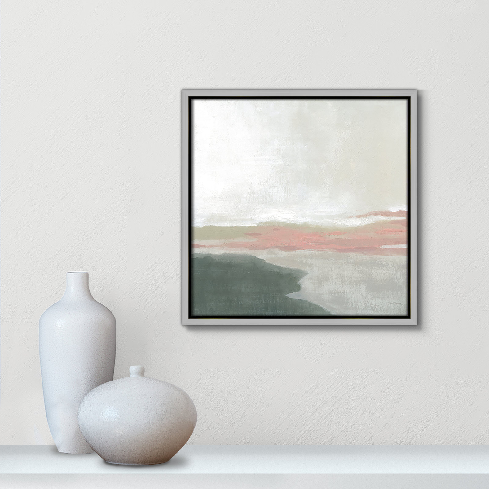 Carley "Still Lake" Painting by Carol Robinson, 13.5" H x 13.5" W x 2" D, Silver
