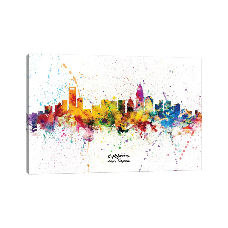 Charlotte North Carolina Skyline Splash by Michael Tompsett - Wrapped Canvas Print, 66.04 cm H x 45.72 cm W