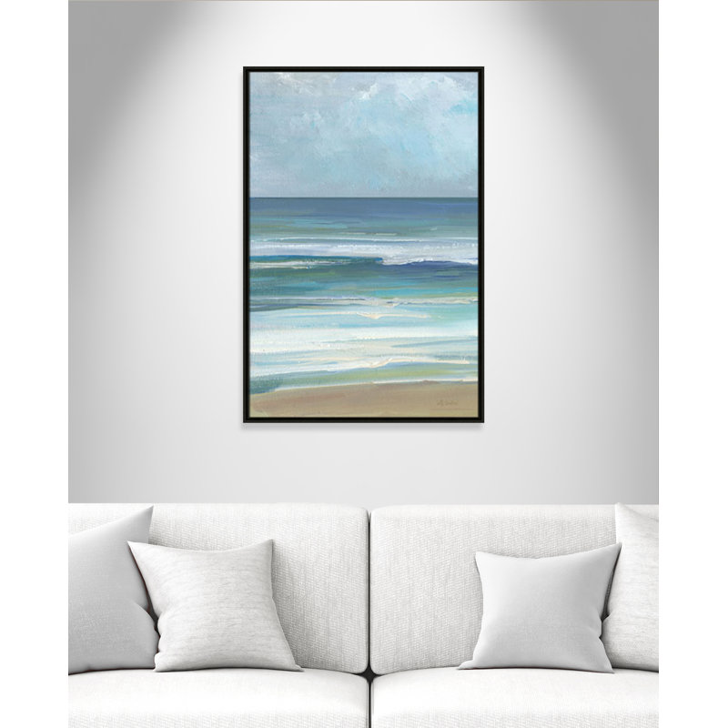 «Gentle Waves I Print» par Sally Swatland, L 25,5 po x H 37,5 po, Flottant espresso